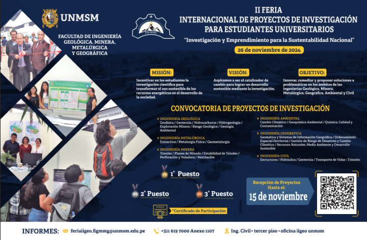 Reprogramación de la II Feria Internacional de Proyectos de Investigación para Estudiantes FIGMMG 2024.