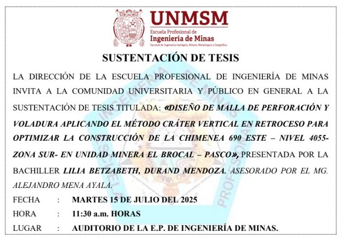🎓 SUSTENTACIÓN DE TESIS – ESCUELA PROFESIONAL DE INGENIERÍA DE MINAS 🪨